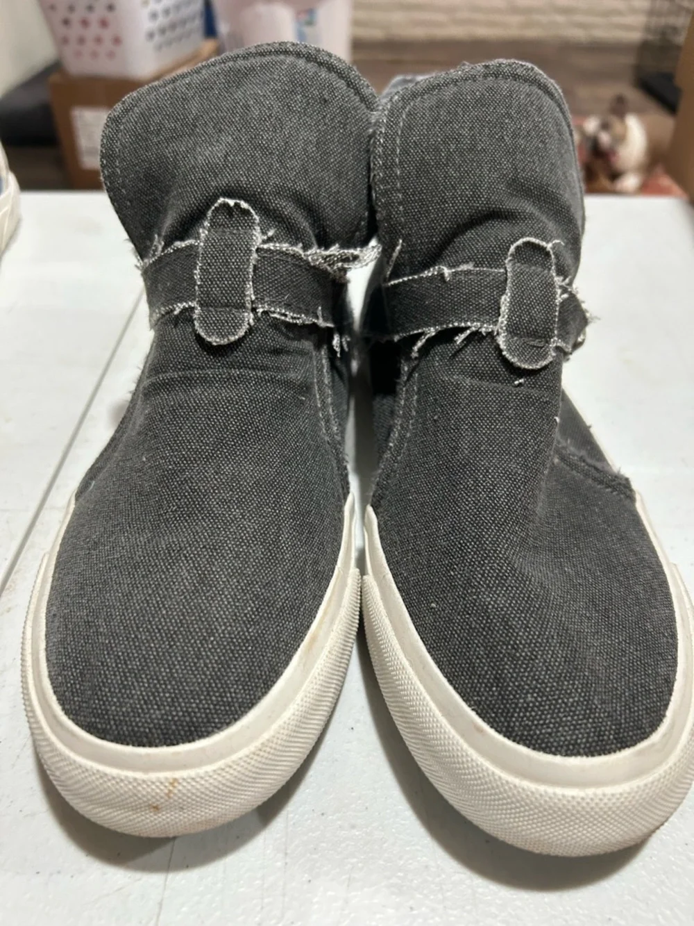 Blowfish Dark Gray Canvas High-Top Slip On Booties